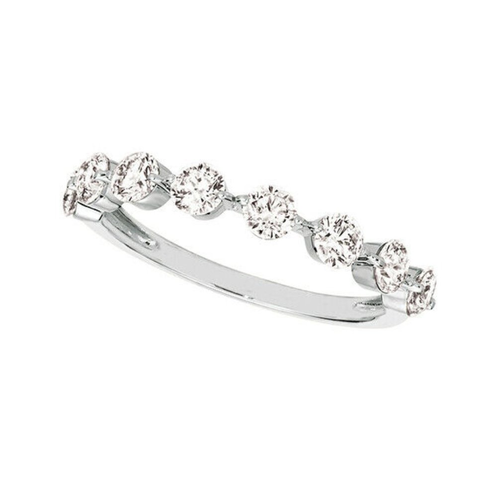 1.25 Carat 7 Stone Natural Diamond Ring Band G SI